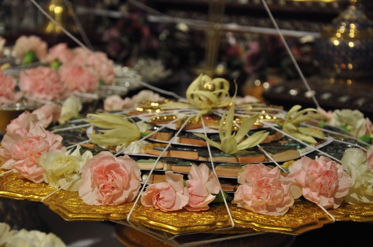 amulets in front of the altar